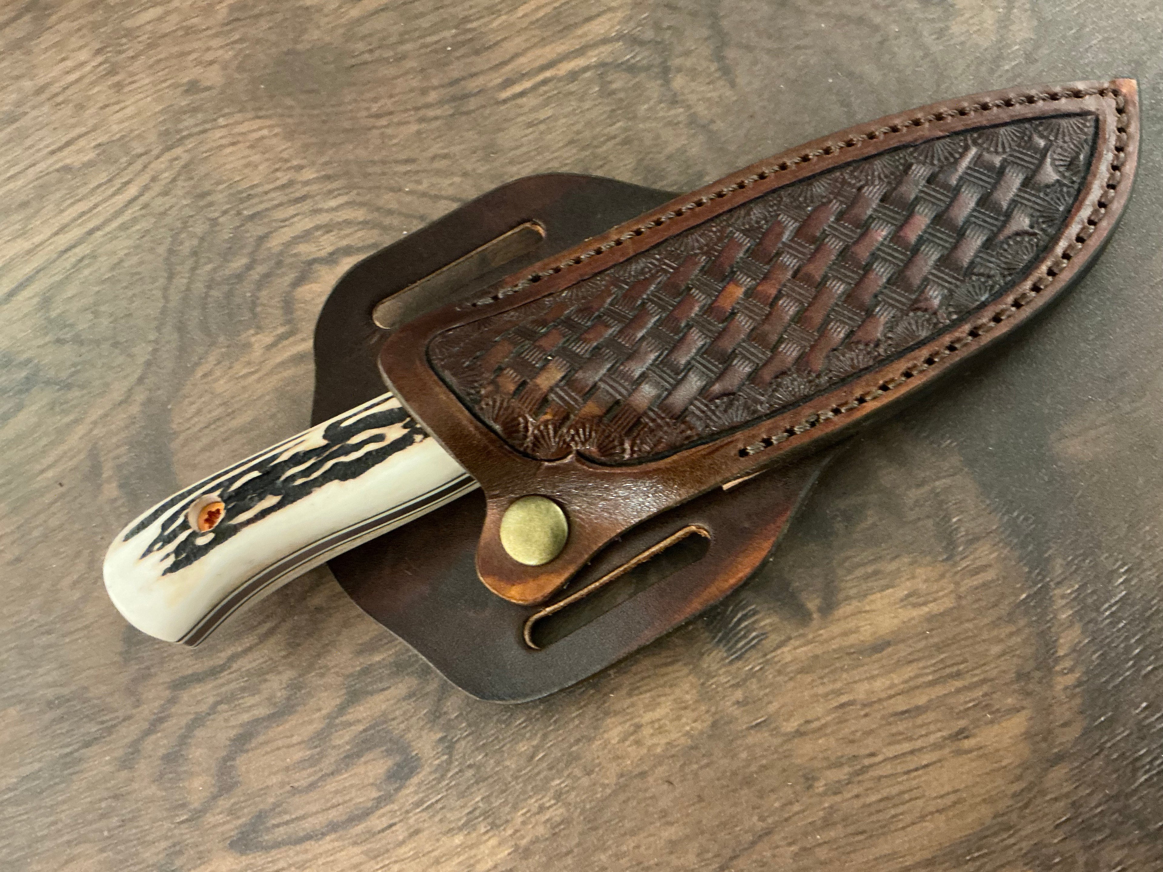 3/5 American Heritage Antler Series Utility Every Day Carry with Handmade Leather Sheath