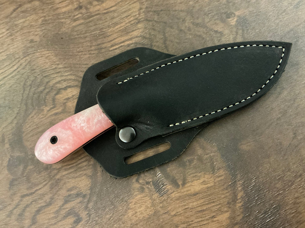 713 Utility Knife - CPM154 with Pink & White Resin Handle