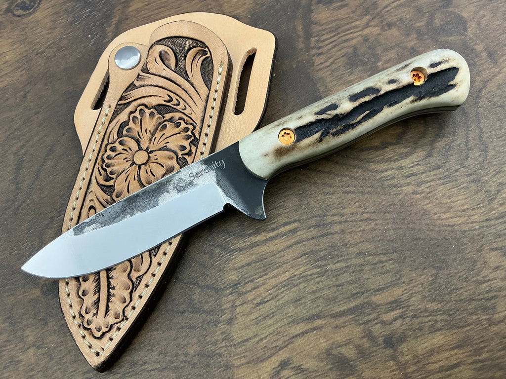 2/5 American Heritage Antler Series Utility Every Day Carry with Handmade Leather Sheath