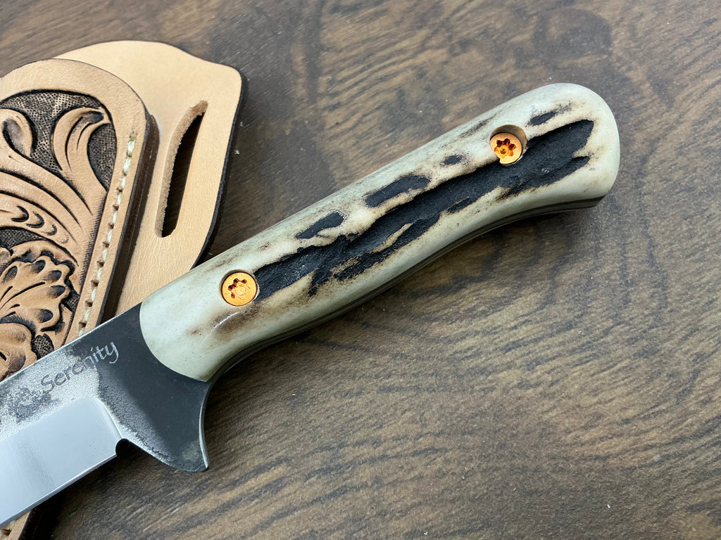 2/5 American Heritage Antler Series Utility Every Day Carry with Handmade Leather Sheath