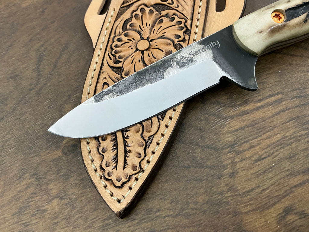 2/5 American Heritage Antler Series Utility Every Day Carry with Handmade Leather Sheath