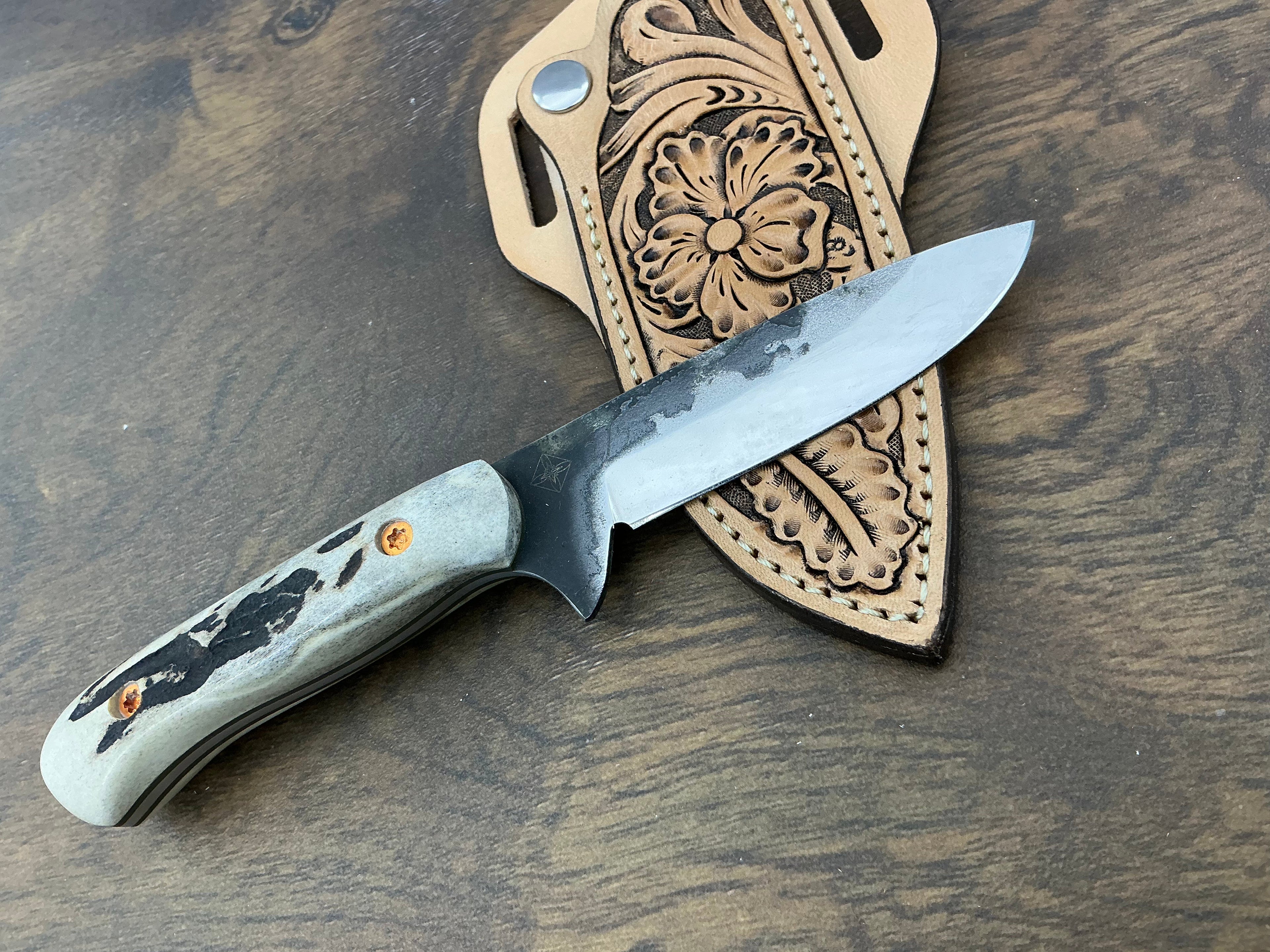 2/5 American Heritage Antler Series Utility Every Day Carry with Handmade Leather Sheath