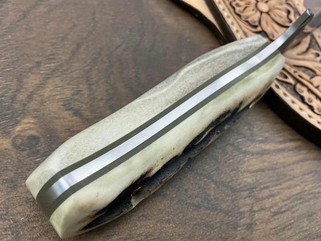 2/5 American Heritage Antler Series Utility Every Day Carry with Handmade Leather Sheath