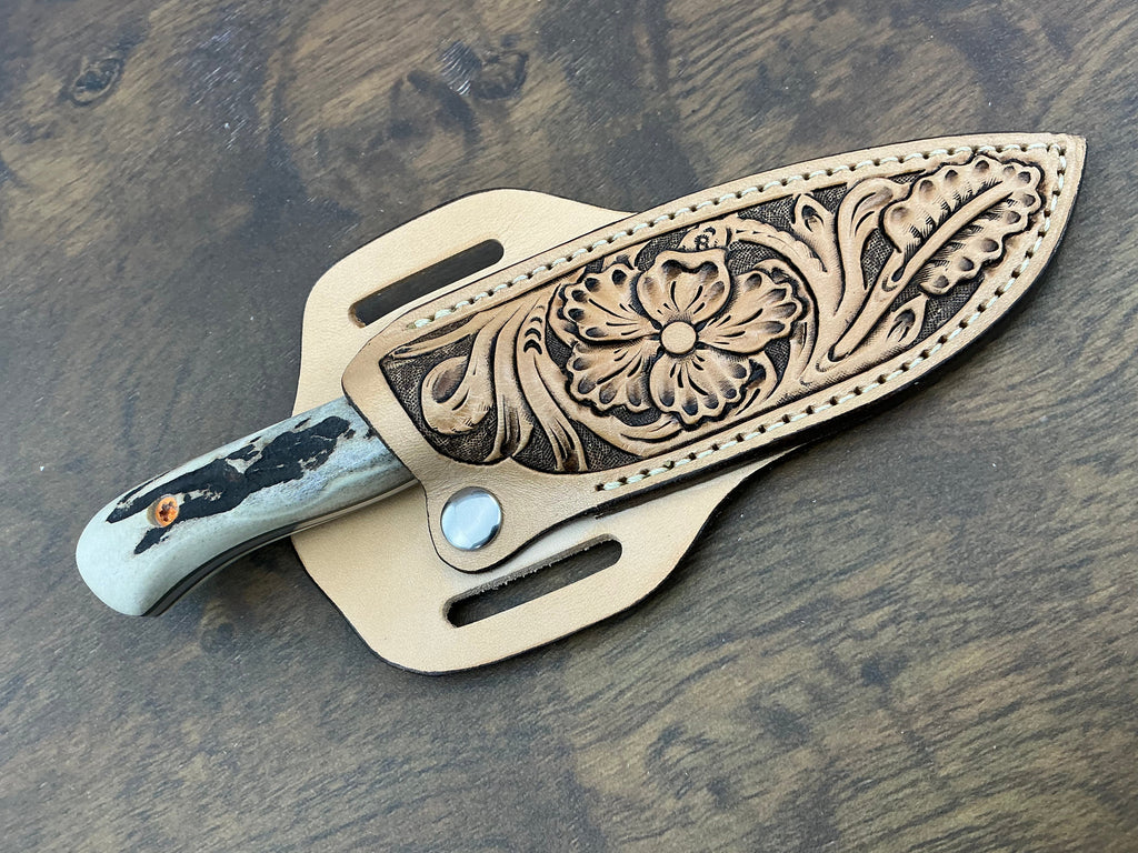 2/5 American Heritage Antler Series Utility Every Day Carry with Handmade Leather Sheath