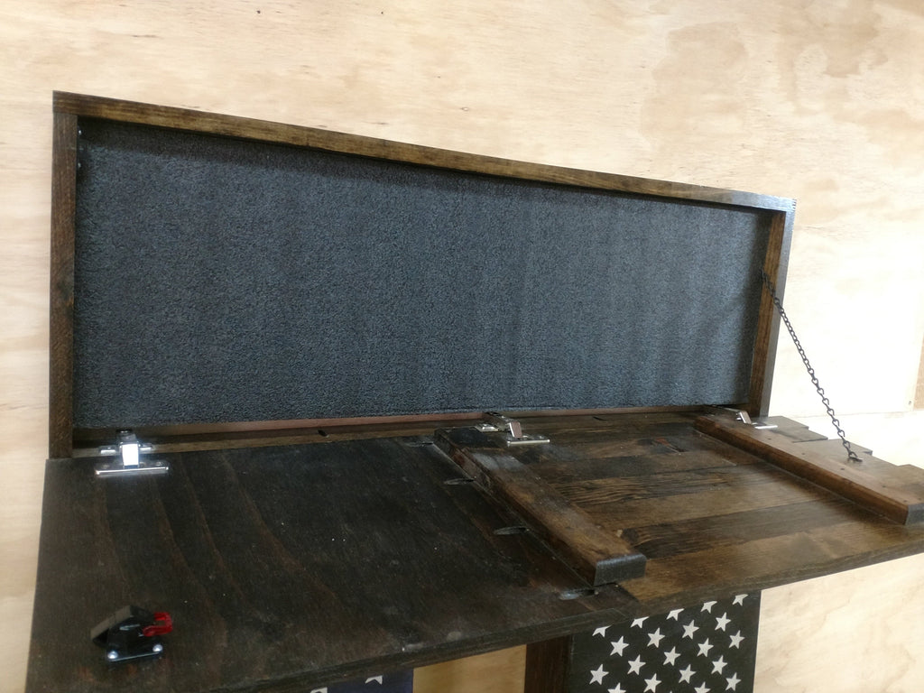 Long Slim “Half” American Flag Wooden Gun Storage Case