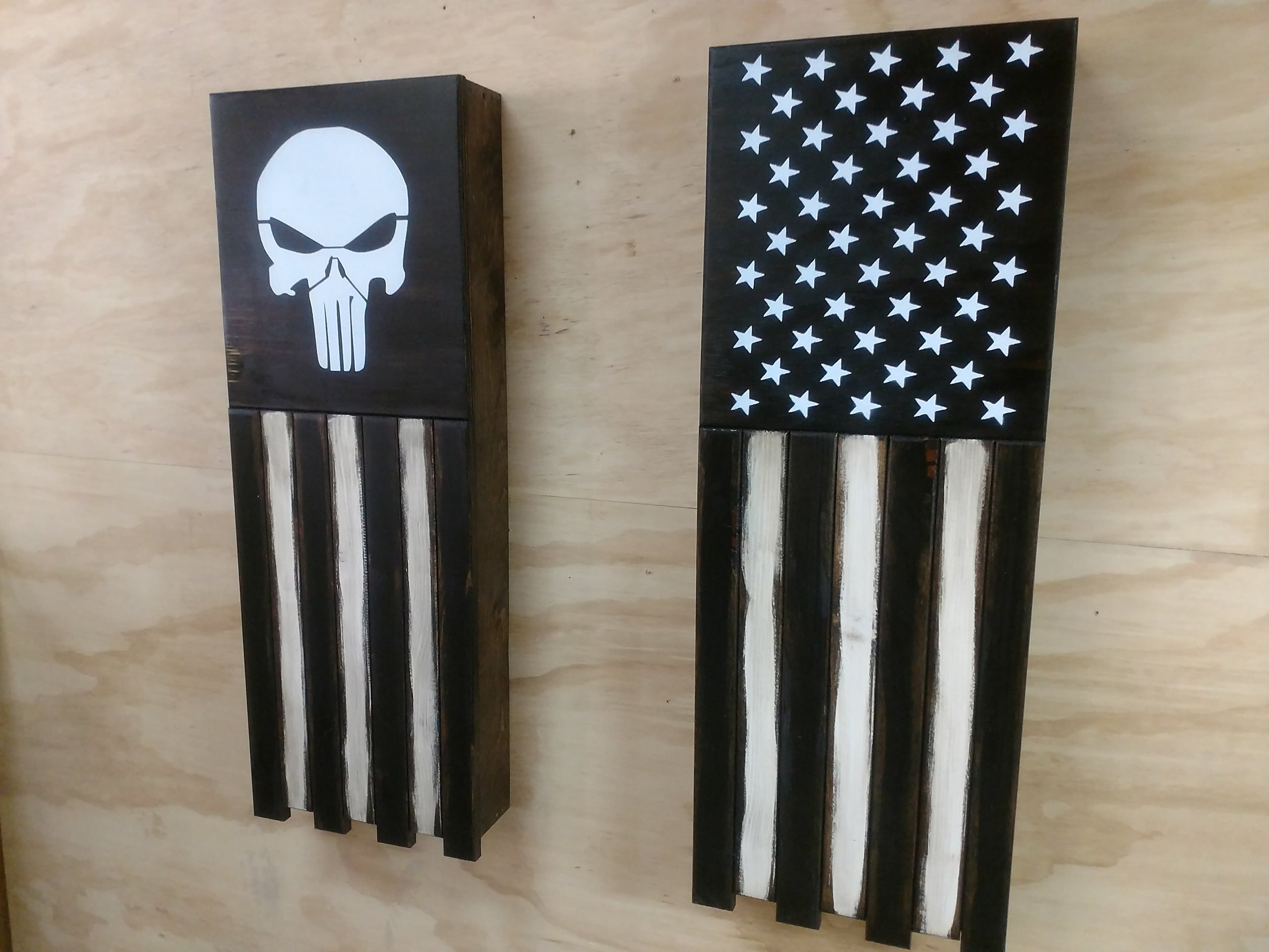 Long Slim “Half” American Flag Wooden Gun Storage Case