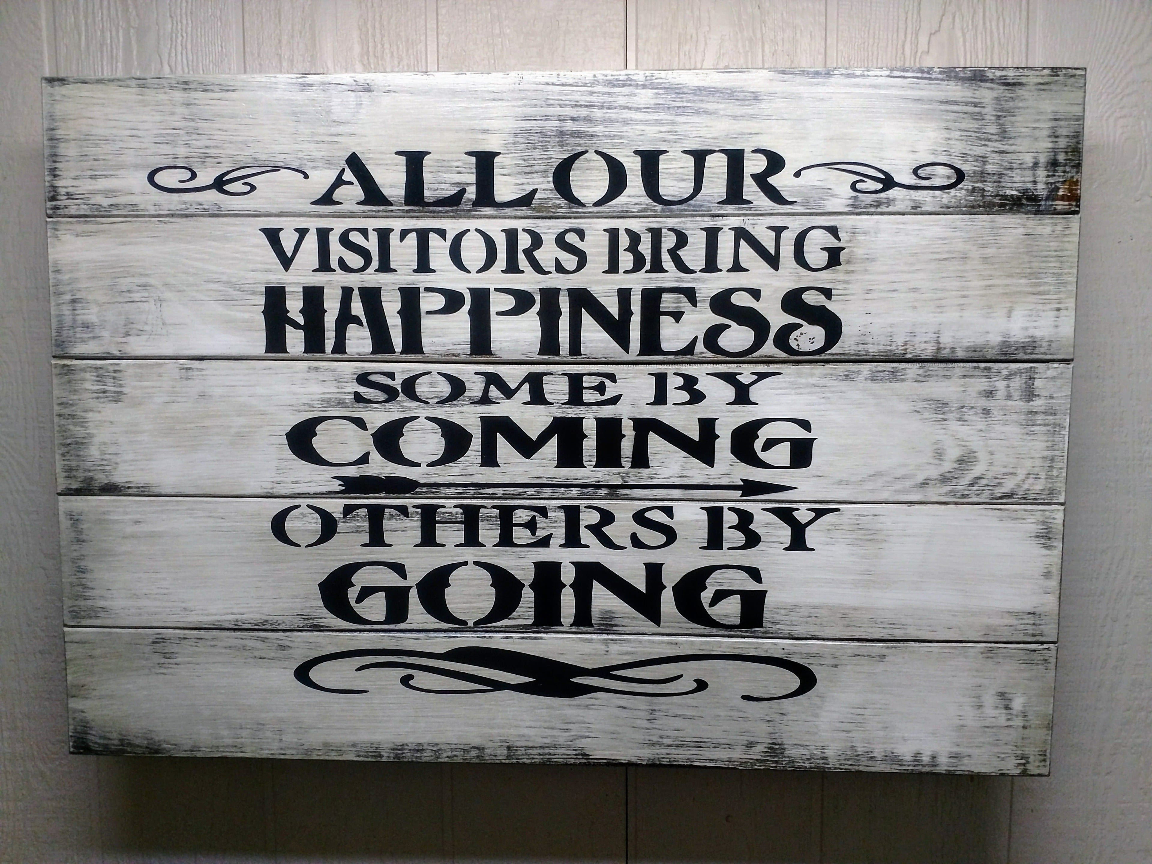 LARGE “VISITORS BRING HAPPINESS” GUN CONCEALMENT WALL ART