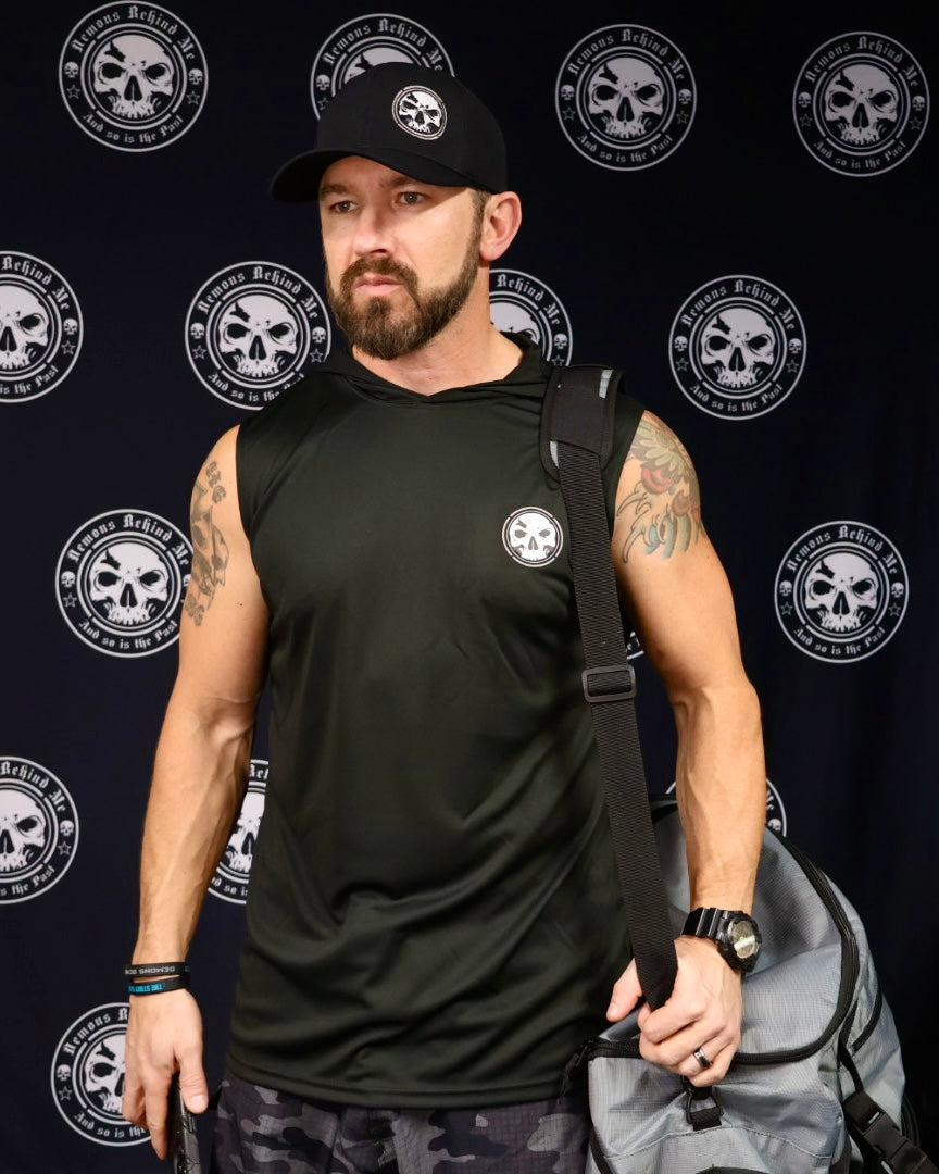 Men's Black Cooling Performance Sleeveless Hooded T-shirt