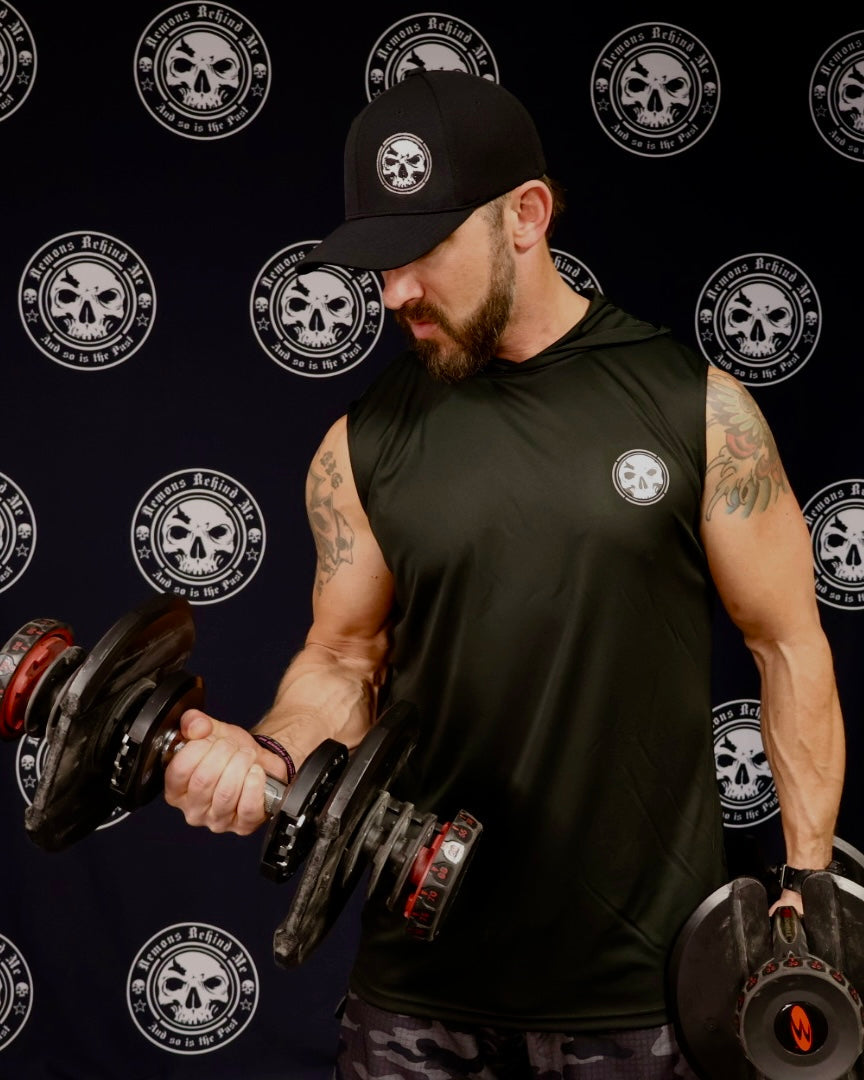 Men's Black Cooling Performance Sleeveless Hooded T-shirt