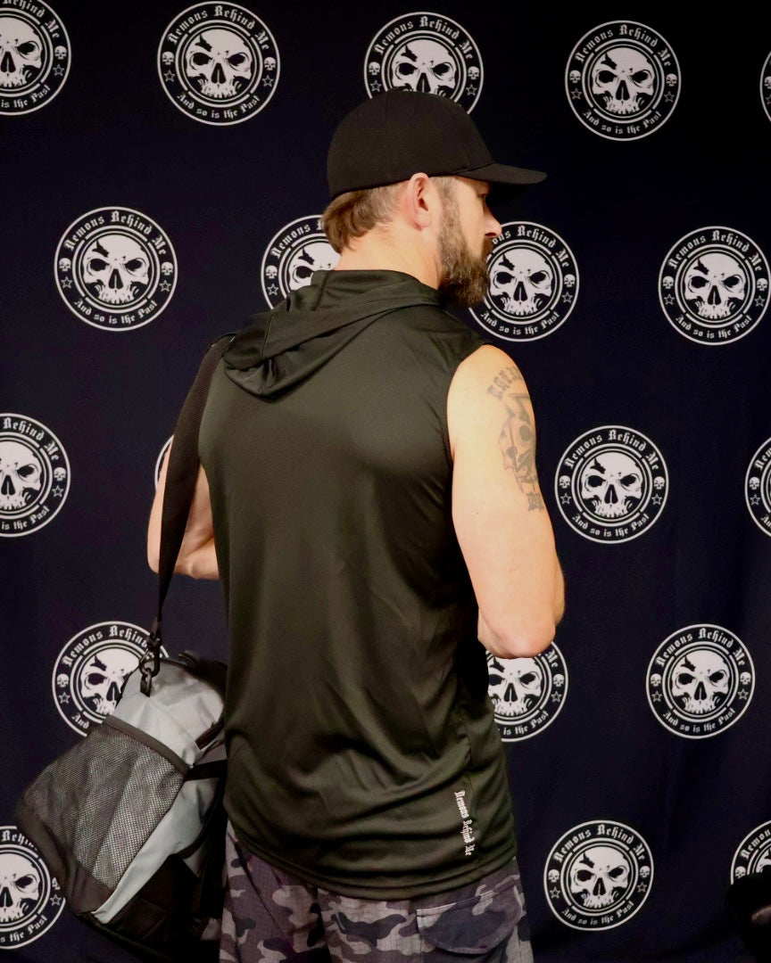 Men's Black Cooling Performance Sleeveless Hooded T-shirt