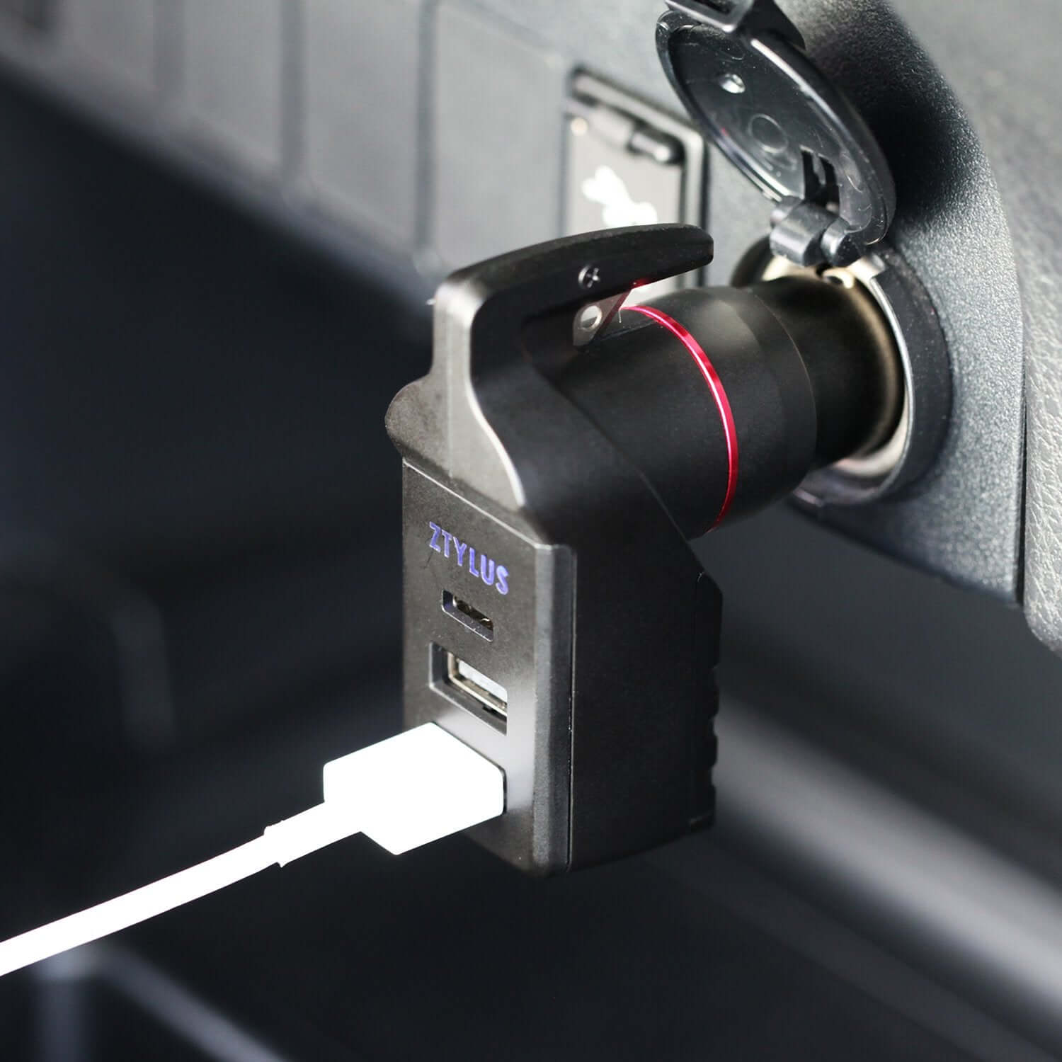 Stinger USB Type-C Car Charger Emergency Tool, Seatbelt Cutter, Spring-Loaded Car Window Breaker (Black)