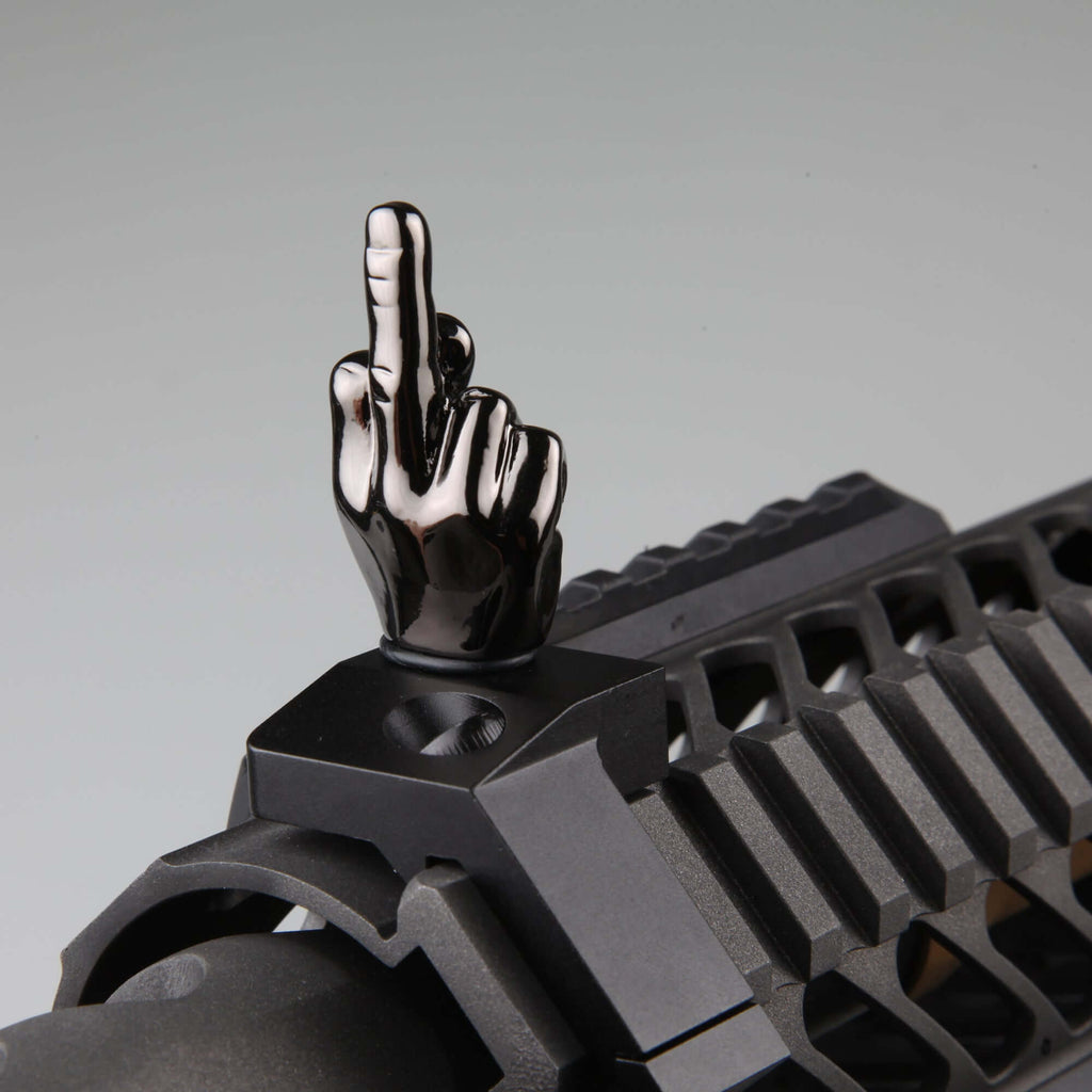 Gloss Tungsten Grey Color Novelty Finger Iron Sight Set - Offset 45 Degree (Middle Finger & OK Hand)