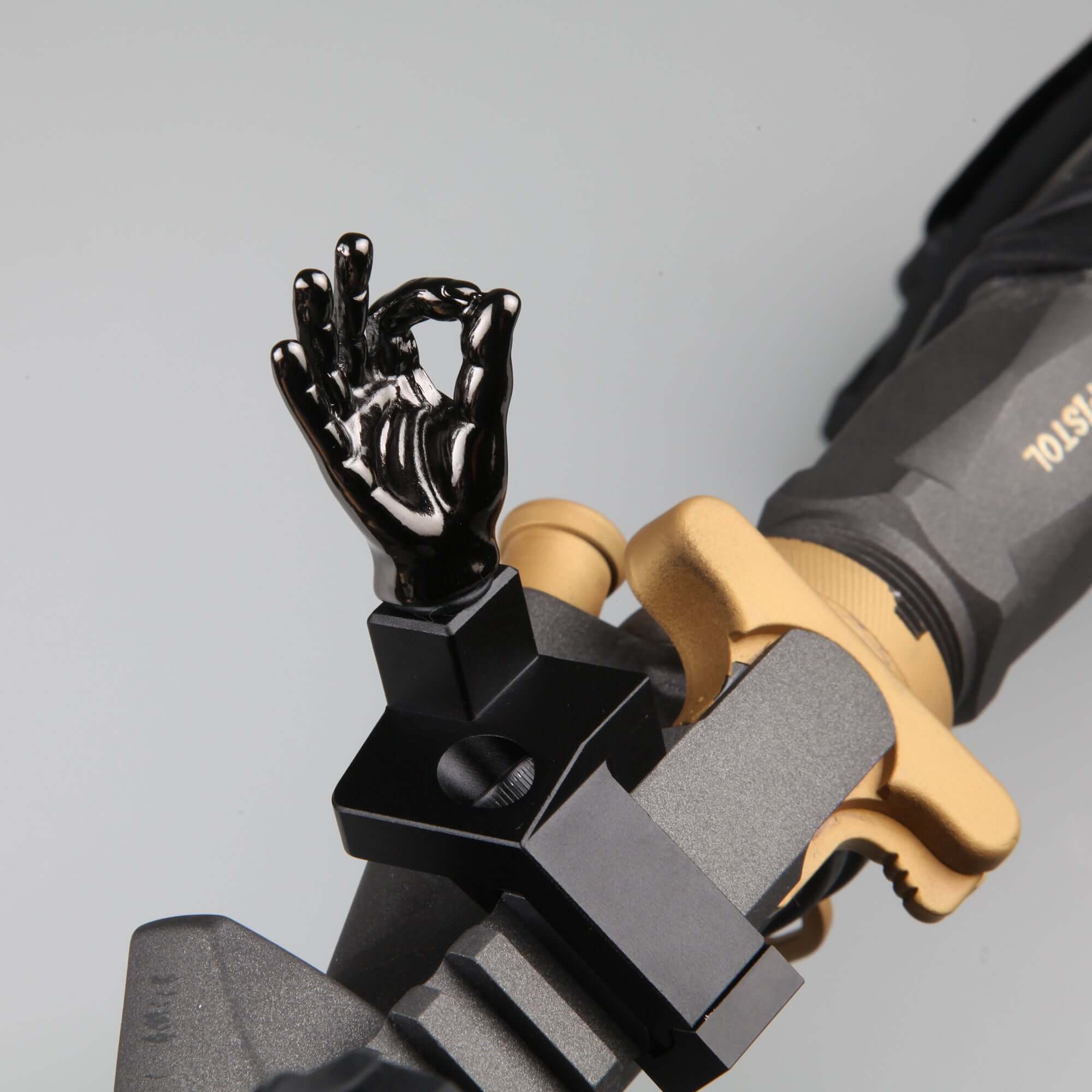 Gloss Tungsten Grey Color Novelty Finger Iron Sight Set - Offset 45 Degree (Middle Finger & OK Hand)