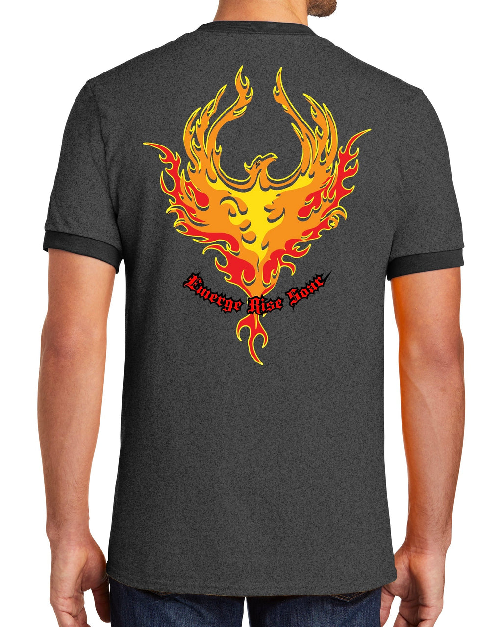 Men's Phoenix Rising - Charcoal Ringer Tee