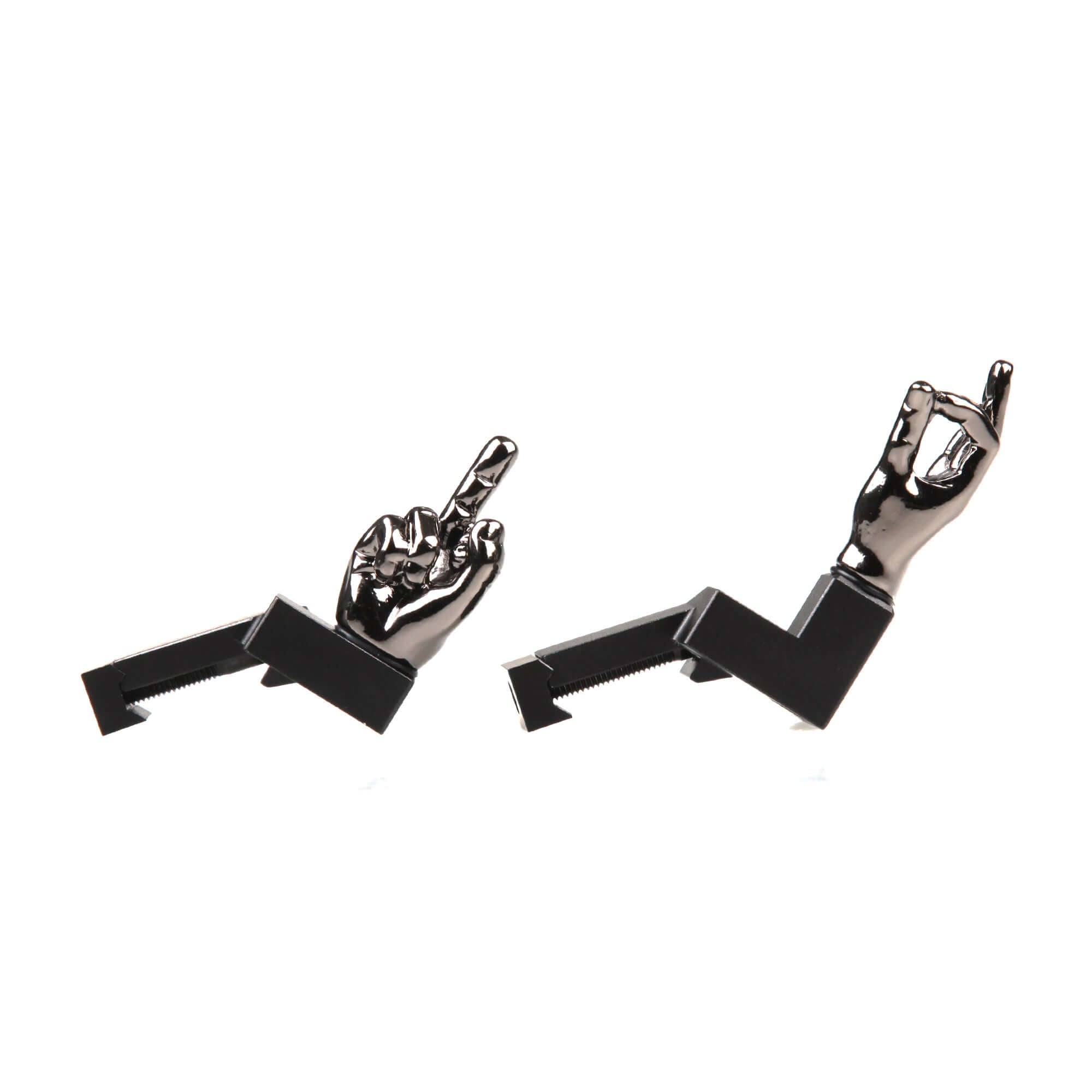 Gloss Tungsten Grey Color Novelty Finger Iron Sight Set - Offset 45 Degree (Middle Finger & OK Hand)