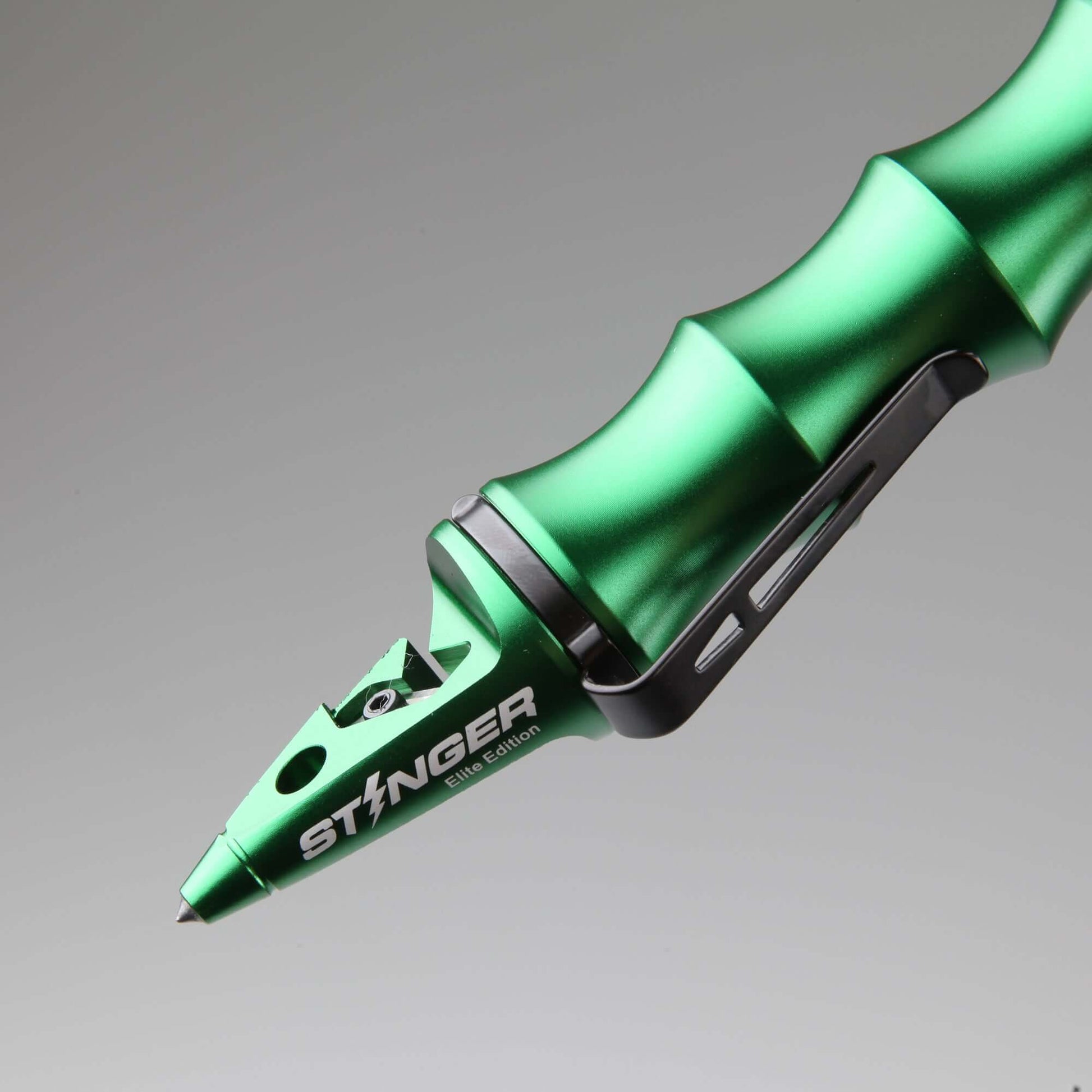 Stinger Whip Car Emergency Tool with Seat Belt Cutter and Window Breaker (Elite Edition, Green)