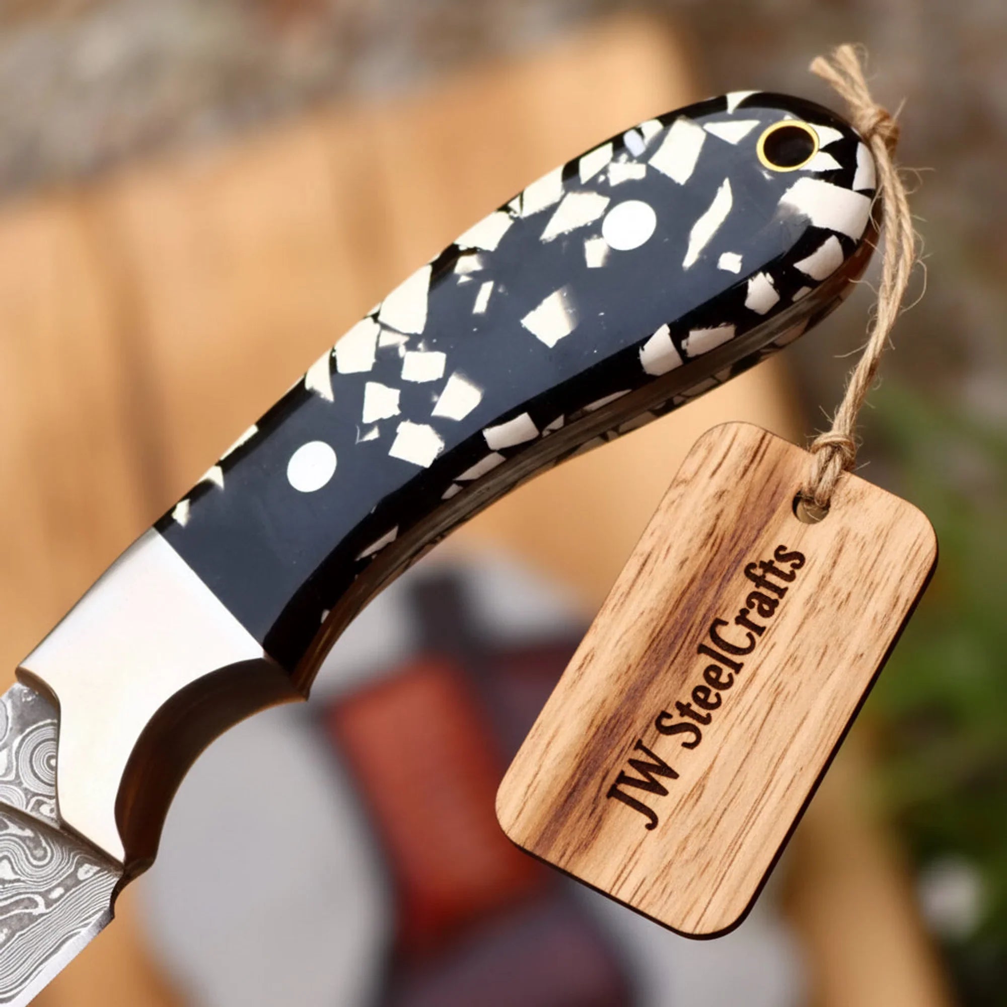 Buckhorn Trail Tracker Knife 10" Premium Hammered Damascus Stag Antler