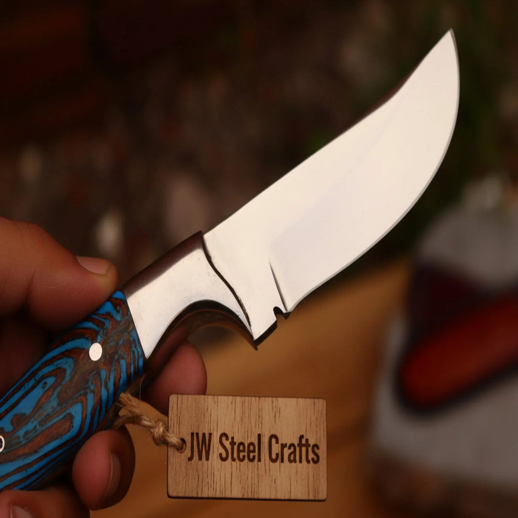 Sundance Turquoise Tracker Knife 10" Premium Hammered Damascus Tigerwood