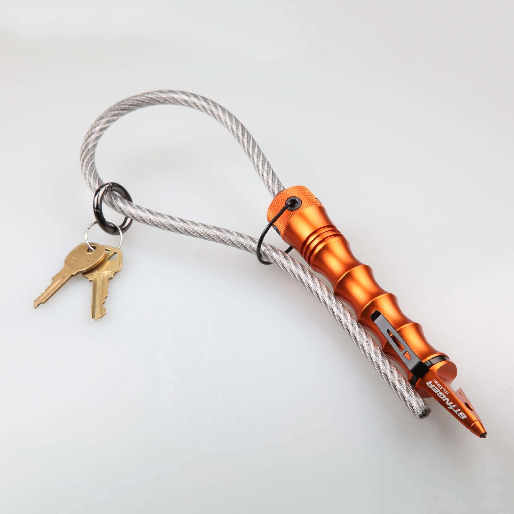 Stinger Whip Car Emergency Tool with Seat Belt Cutter and Window Breaker (Elite Edition, Orange)