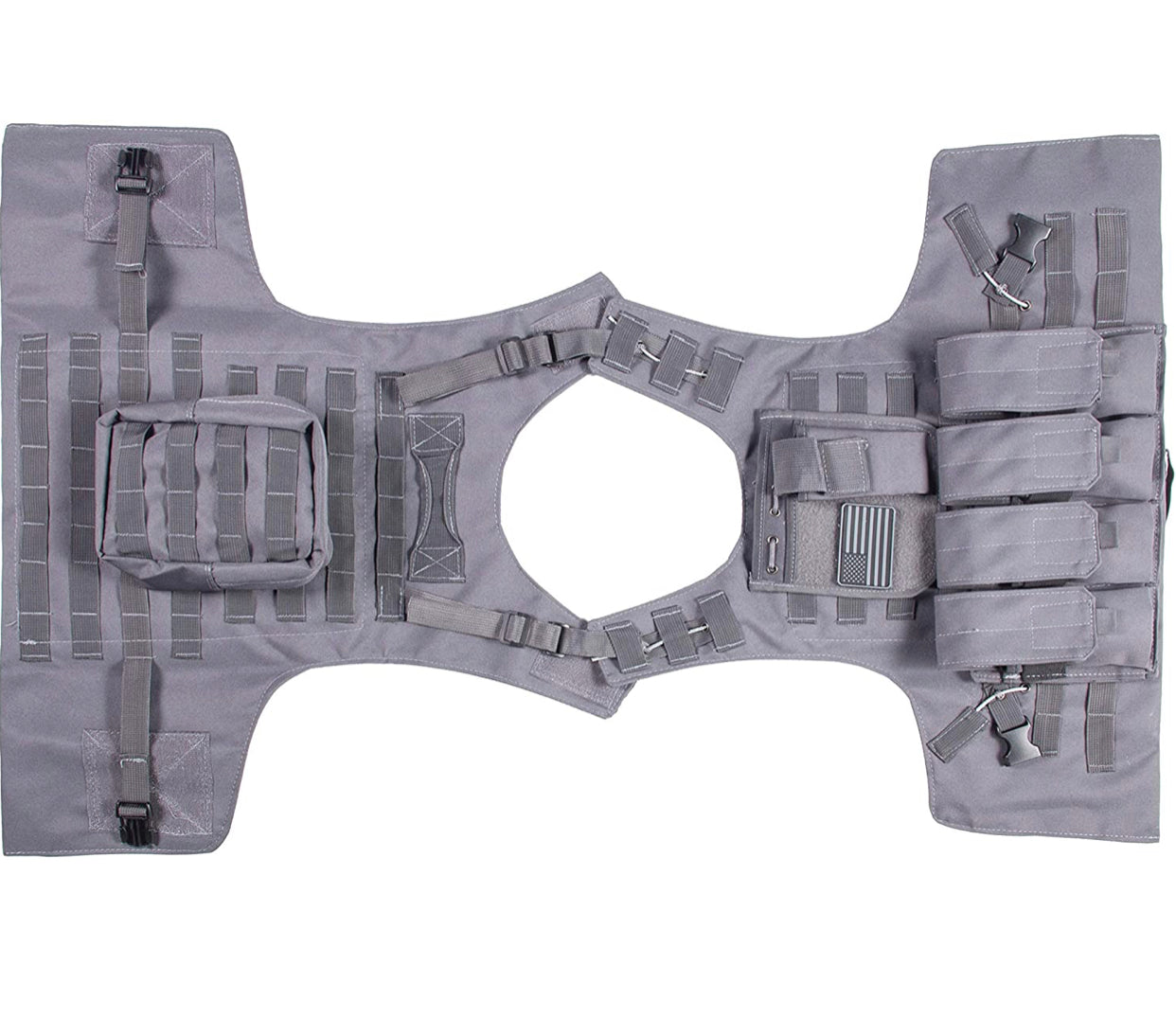 Airsoft Tactical Plate Carrier Vest with Free US Flag Patch, Mil Spec 1000D Nylon PALS Molle Modular w/ 4 Mag Pouches, Side Pouch, Chest Mag Pouch