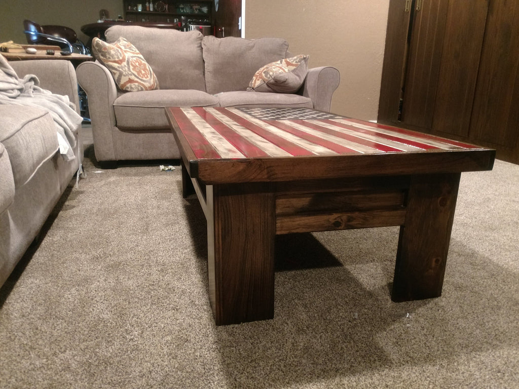 Rustic American Flag Gun Storage Coffee Table