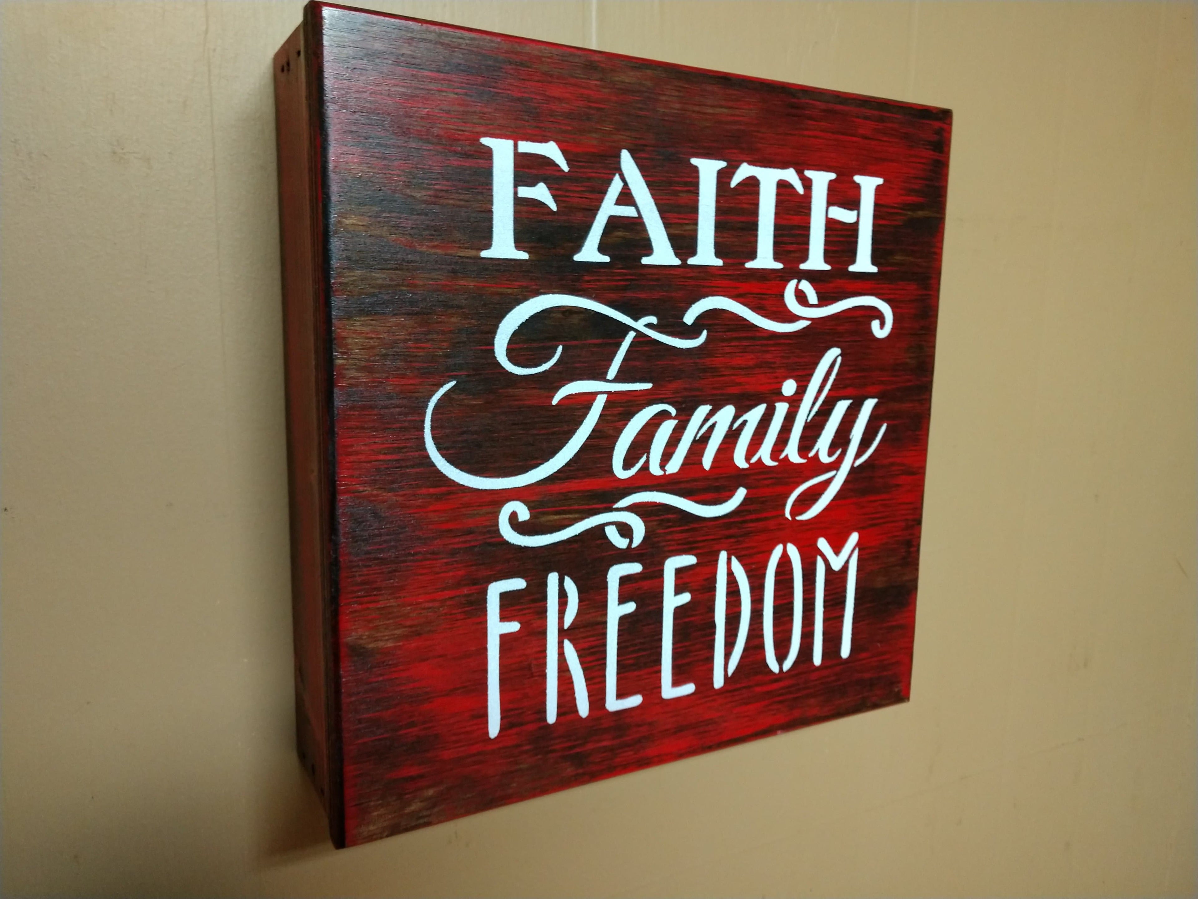 “Faith, Family, Freedom” Mini Concealment Wall Art Box