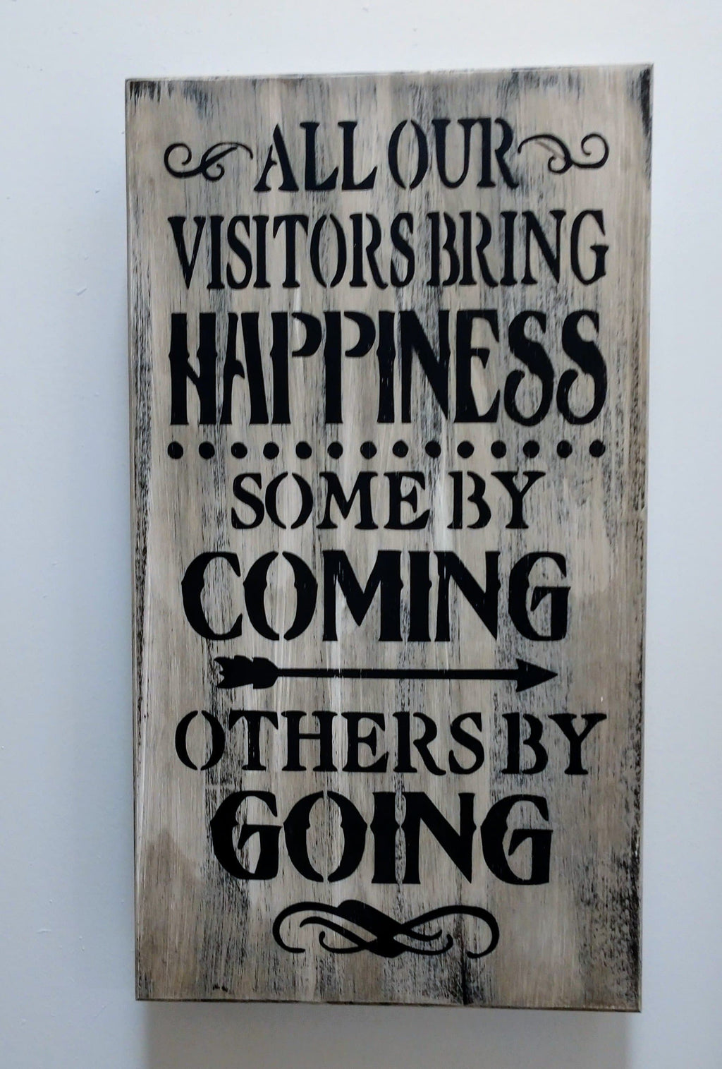 "VISITORS BRING HAPPINESS" MINI GUN CONCEALMENT WALL ART BOX