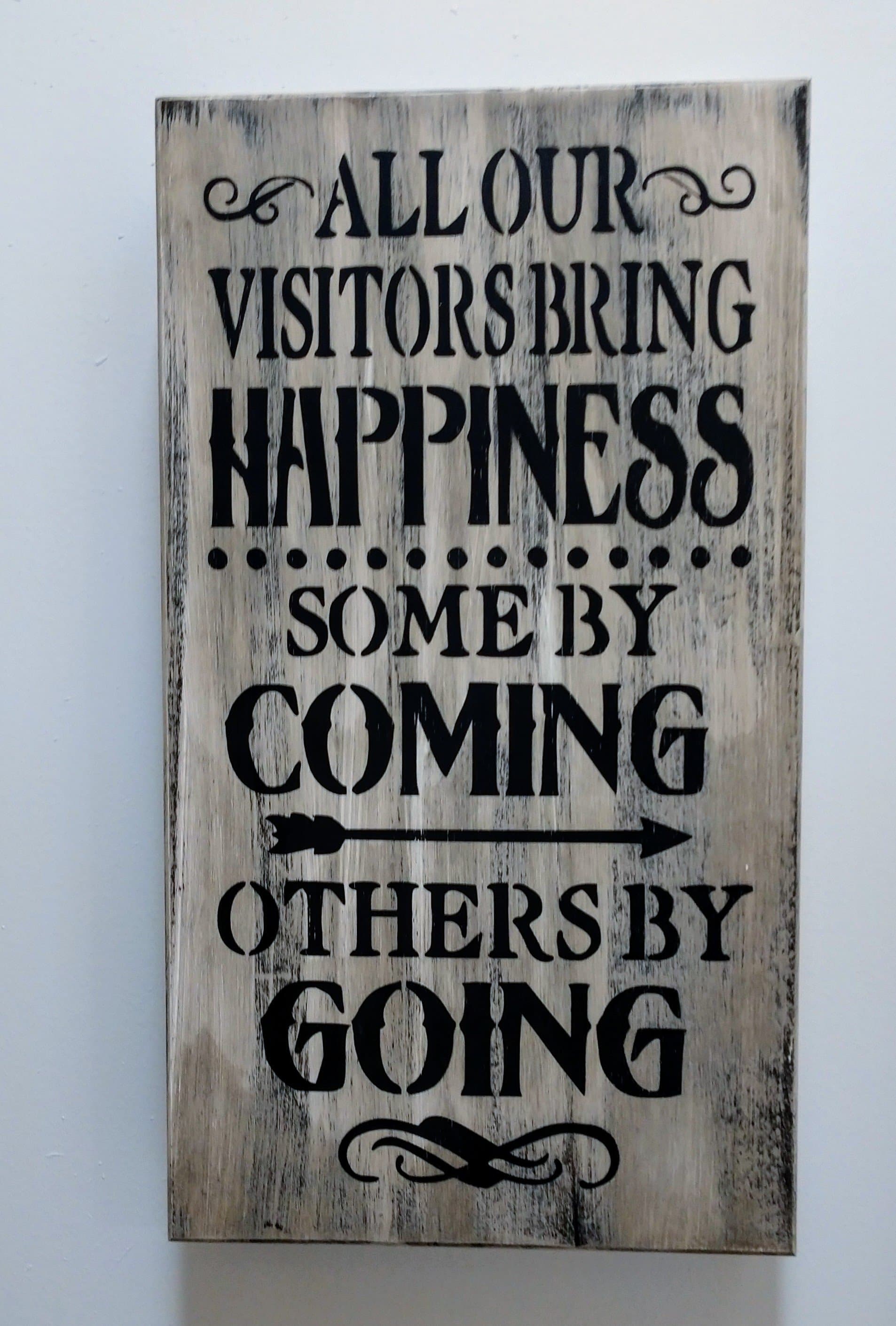 "VISITORS BRING HAPPINESS" MINI GUN CONCEALMENT WALL ART BOX