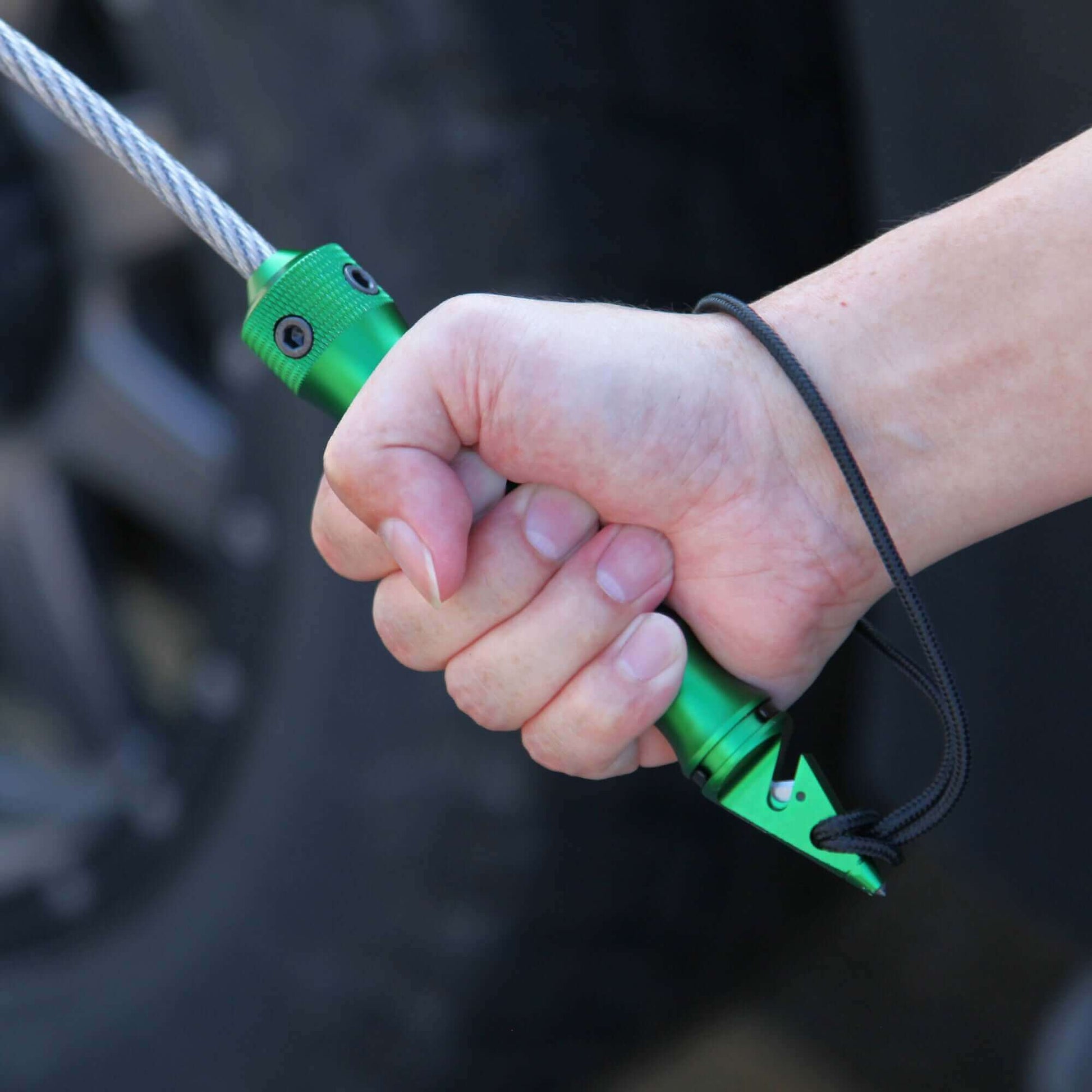 Stinger Whip Car Emergency Tool with Seat Belt Cutter and Window Breaker (Elite Edition, Green)