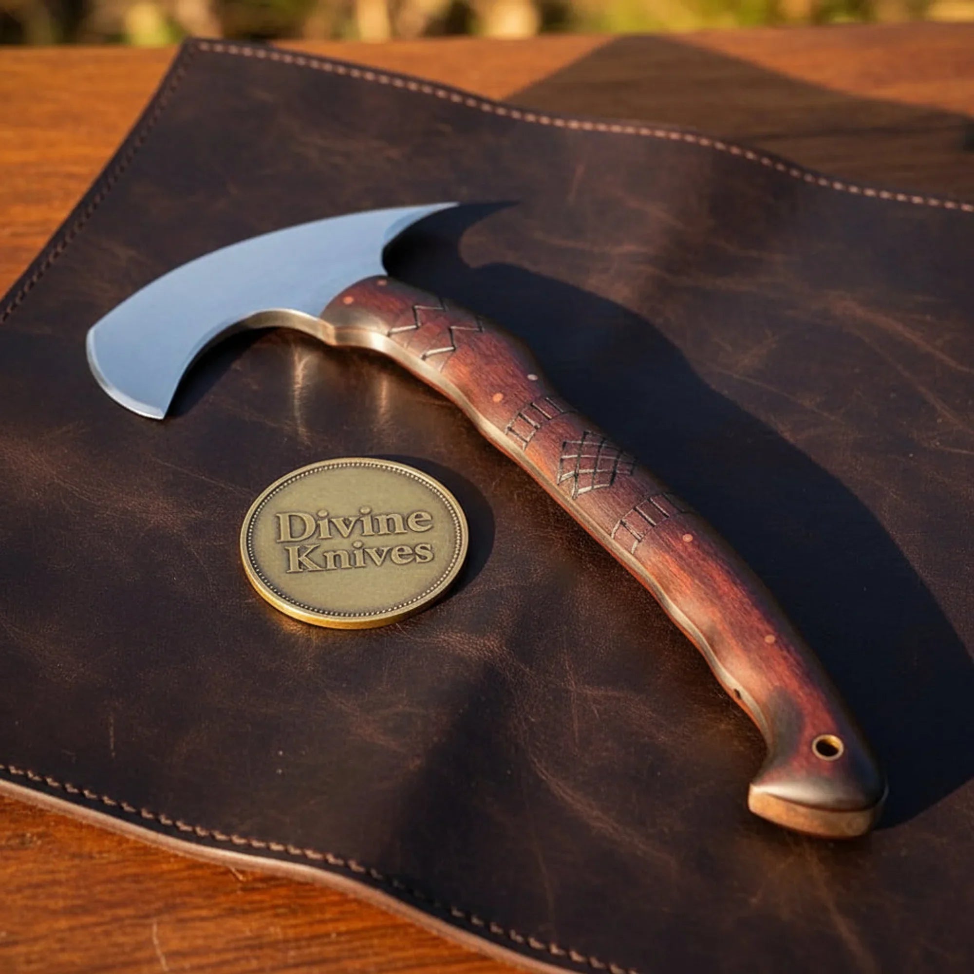 Moonspike Tribal Bushcraft Tomahawk Hatchet with Spike Poll and Crescent Blade