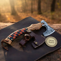 Custom Celtic Knotwork Camp Hatchet with Two-Color Woven Grip