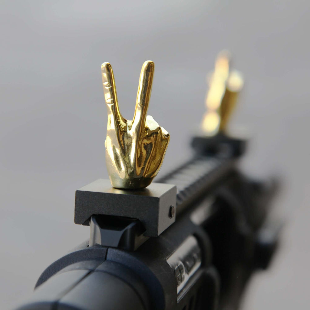 Golden Color Novelty Finger Iron Sight Set - Straight (V Hand & Thumbs Up)