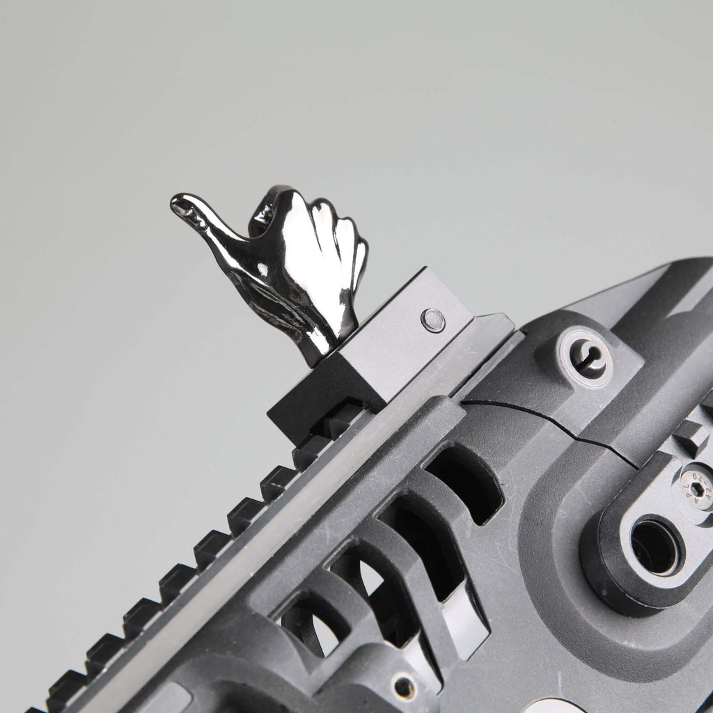 Gloss Tungsten Grey Color Novelty Finger Iron Sight Set - Straight (V Hand & Thumbs Up)