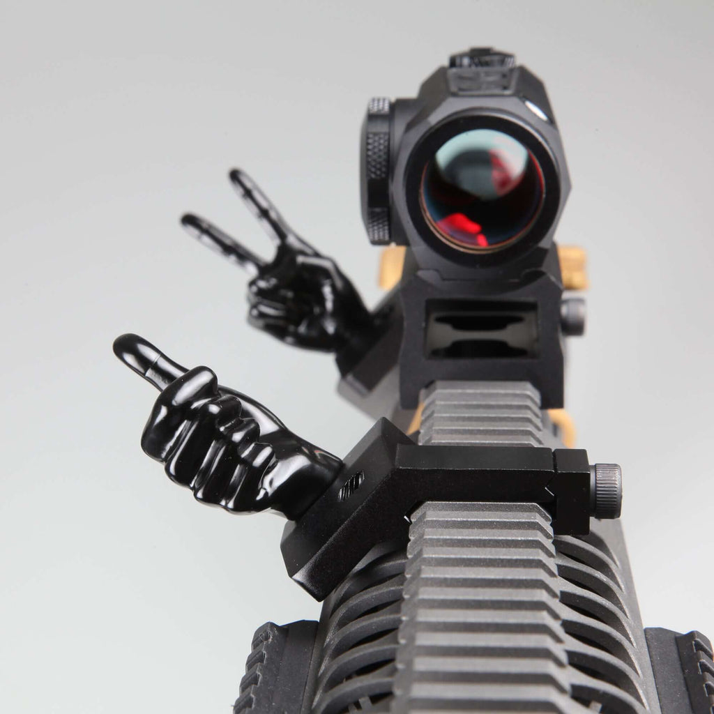 Black Color Novelty Finger Iron Sight Set - Offset 45 Degree (V Hand & Thumbs Up)