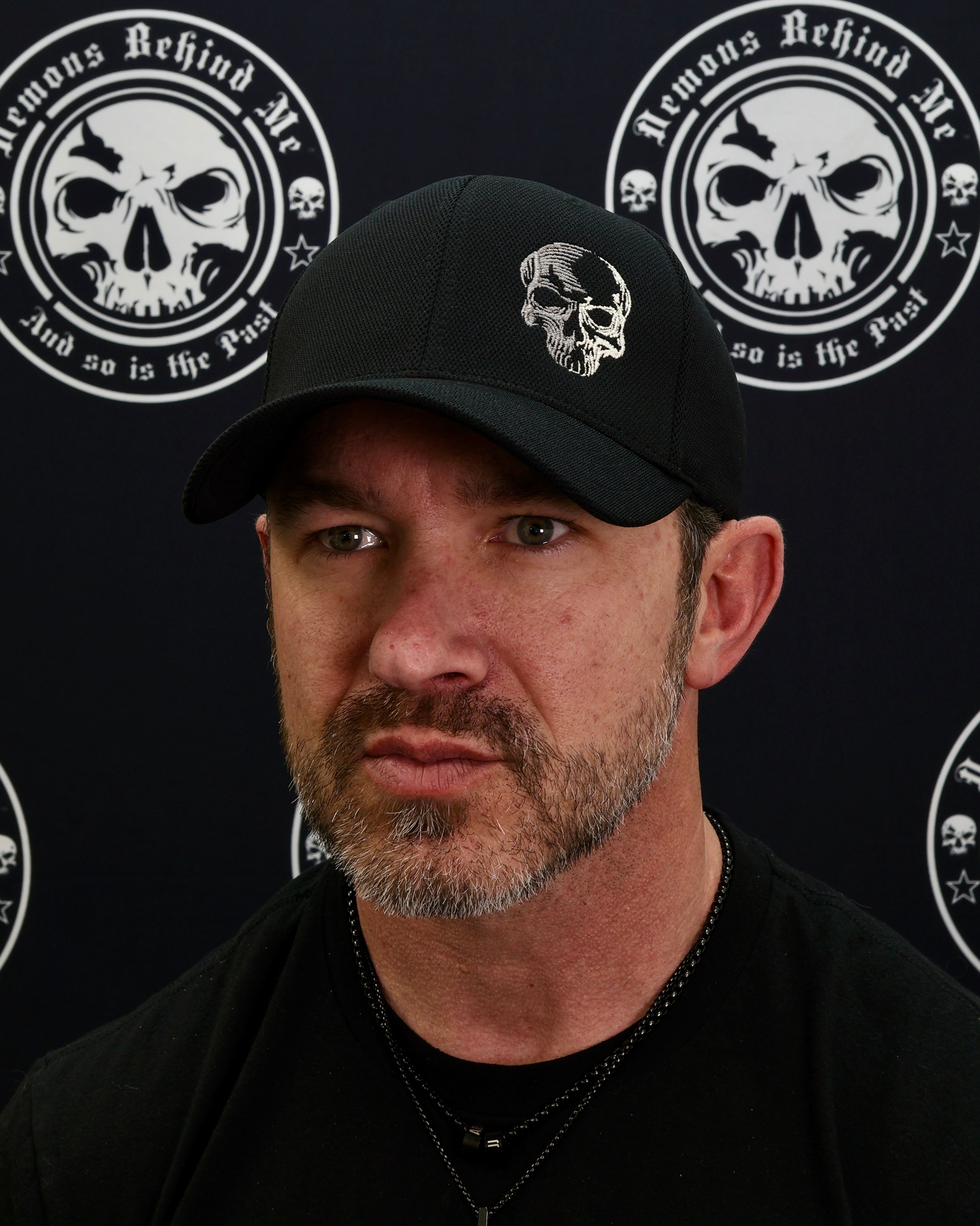 LIMITED EDITION! Medium Two-Tone Skull - Black "Never Fade" Fitted Cap