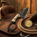 D2 Finger Ring Gut Hook Skinner with Black Coated Blade