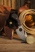 Finger Hole Gut Hook Skinner with Dark Wood Handle for Hunting