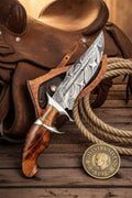 Damascus Sub-Hilt Fighter Bowie with Double Guard