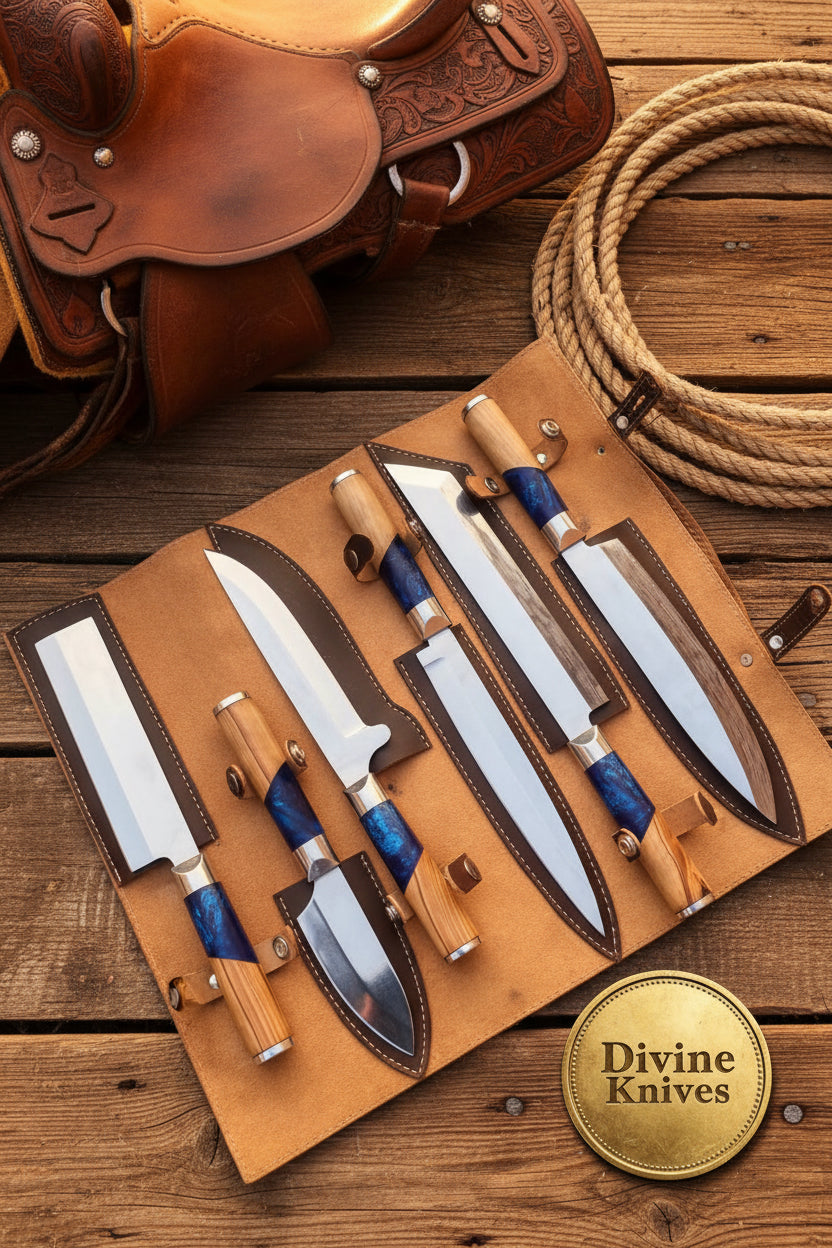 Culinary Craftsman Chef Set with Six Handcrafted Kitchen Knives