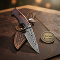 Custom Handmade Bobcat Hunter Knife and Tooled Leather Sheath