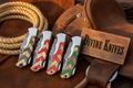 5-Piece Chevron Inlay Folding Knife Set with Wood Mosaic Handles