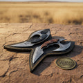 Butterfly Wing Double Blade Knife with Wood Handle Inserts