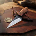 Kiridashi Style Utility Knife with Rosewood Handle and Leather Belt Sheath