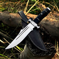 Clip Point Bowie Knife with Double Fullers and Black Handle