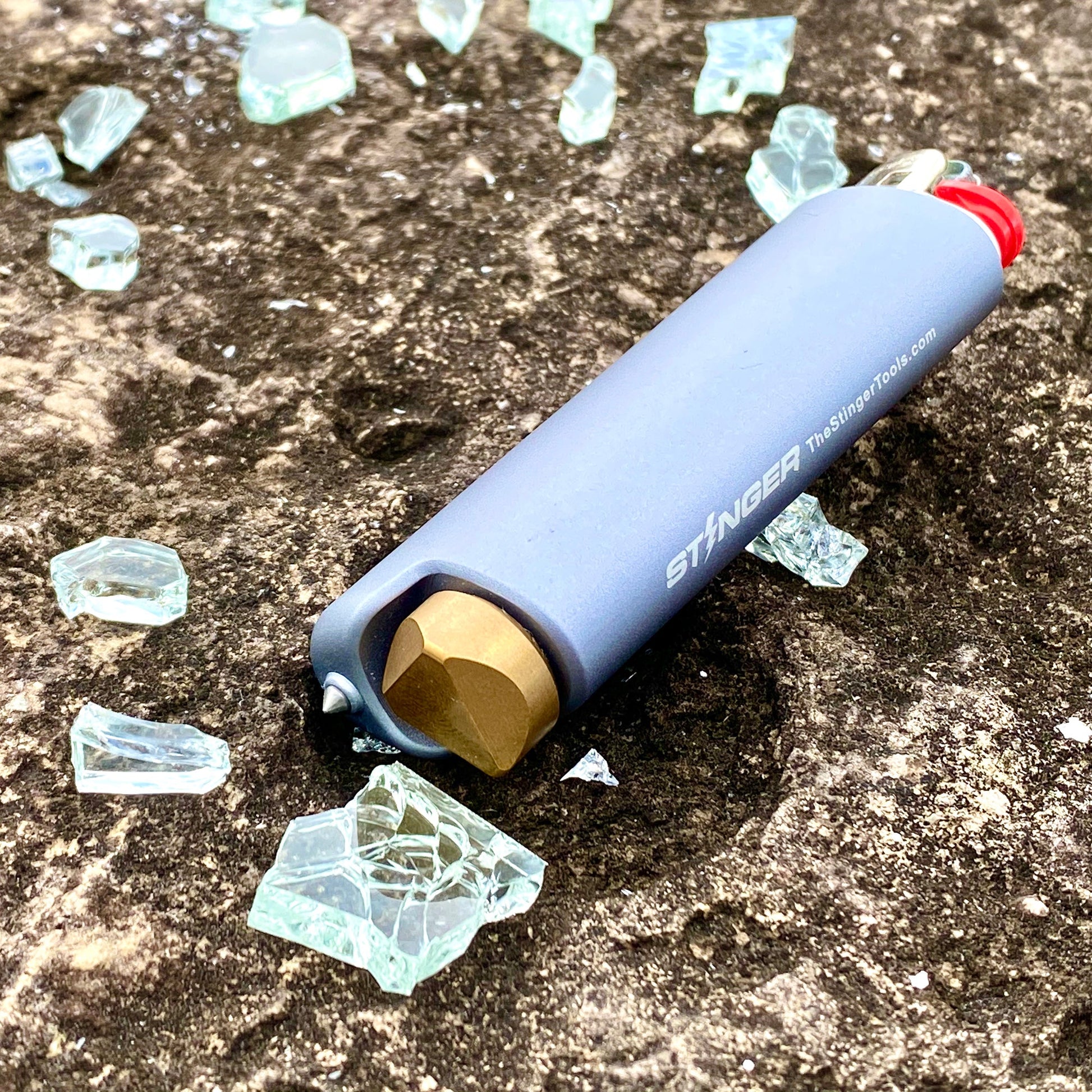 Stinger BIC Lighter Case w/ Car Emergency Window Breaker, Fidget Spinner End Cap, for BIC Full Size Lighter Type J6