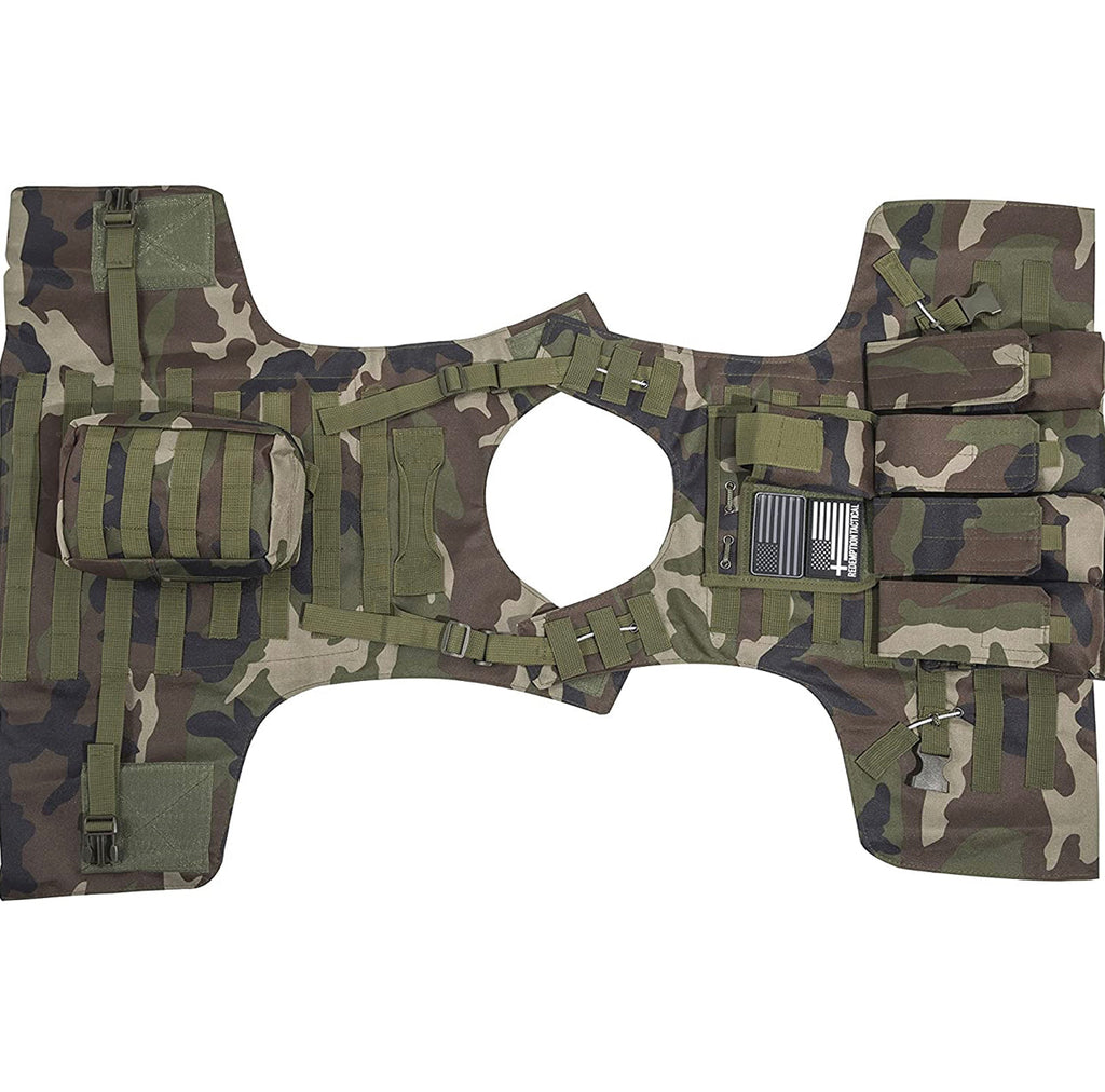 Airsoft Tactical Plate Carrier Vest with Free US Flag Patch, Mil Spec 1000D Nylon PALS Molle Modular w/ 4 Mag Pouches, Side Pouch, Chest Mag Pouch