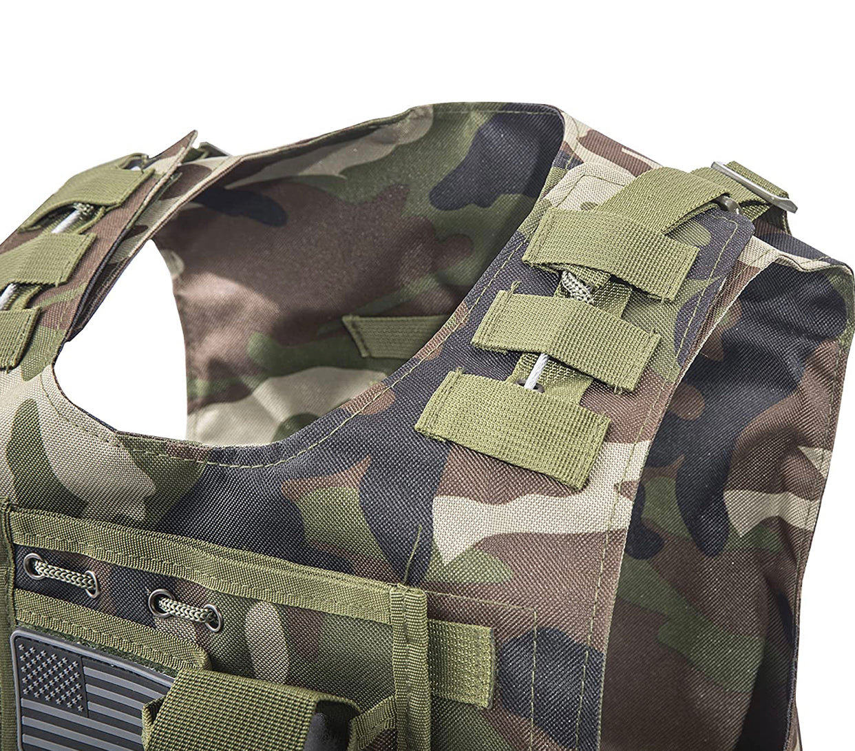 Airsoft Tactical Plate Carrier Vest with Free US Flag Patch, Mil Spec 1000D Nylon PALS Molle Modular w/ 4 Mag Pouches, Side Pouch, Chest Mag Pouch