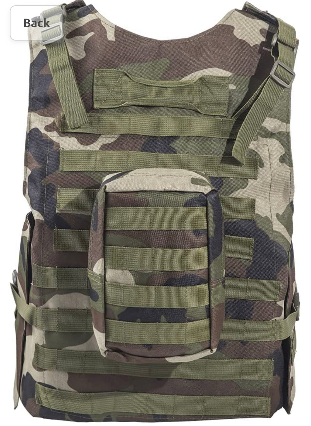 Airsoft Tactical Plate Carrier Vest with Free US Flag Patch, Mil Spec 1000D Nylon PALS Molle Modular w/ 4 Mag Pouches, Side Pouch, Chest Mag Pouch