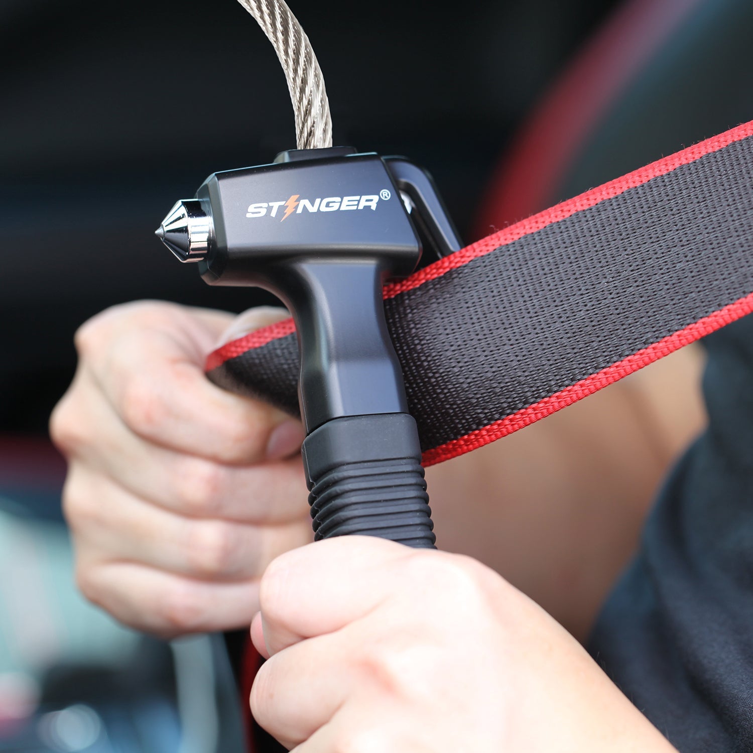 Stinger Life-Saving Whip Car Emergency Tools + Personal Alarm (Black)