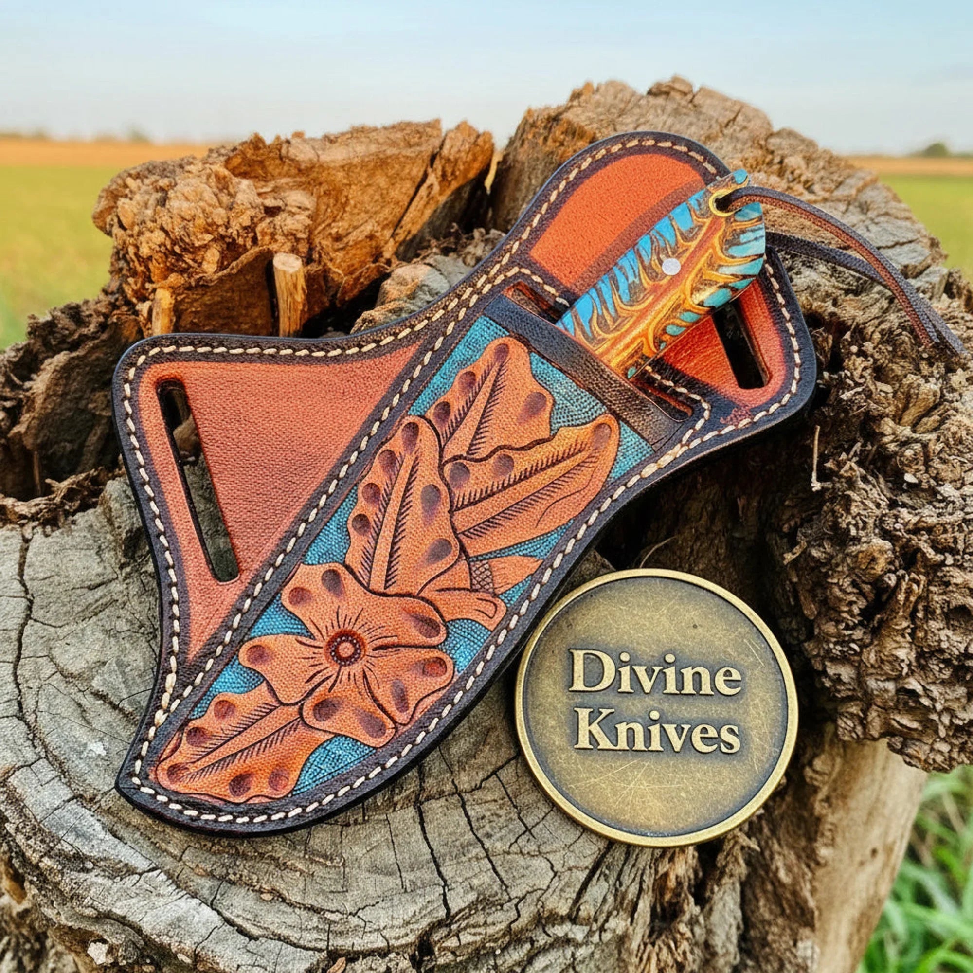 Bone Handle Damascus Cowboy Bull Cutter Knife